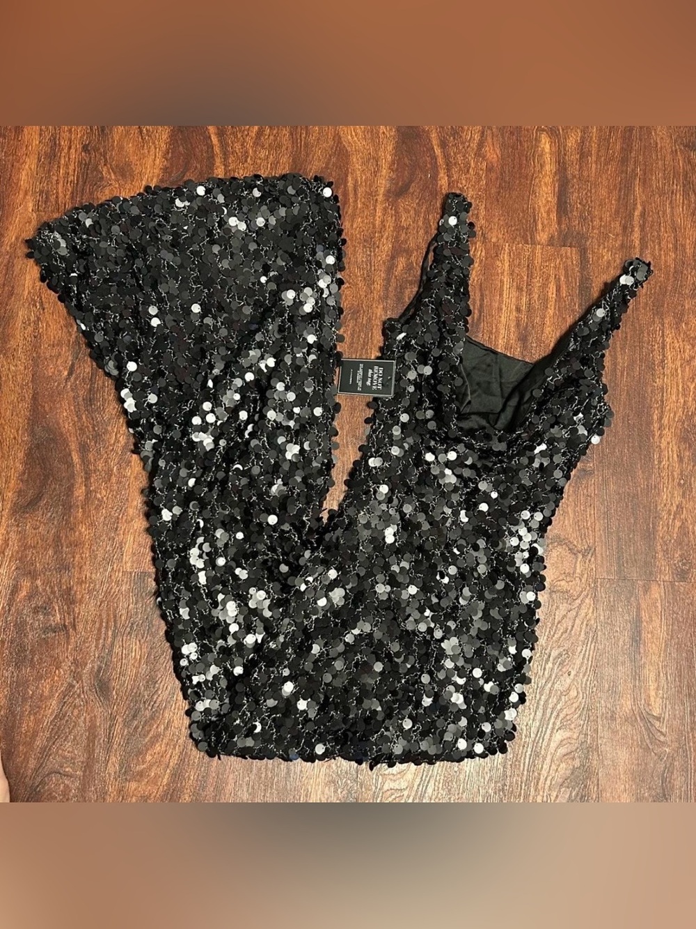 JLuxlabel black cowl dip back long sequin evening gown